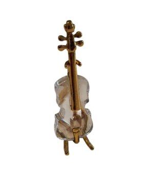 Vintage Swarovski Crystal Violin Miniture Gold Tone Instrument with Stand